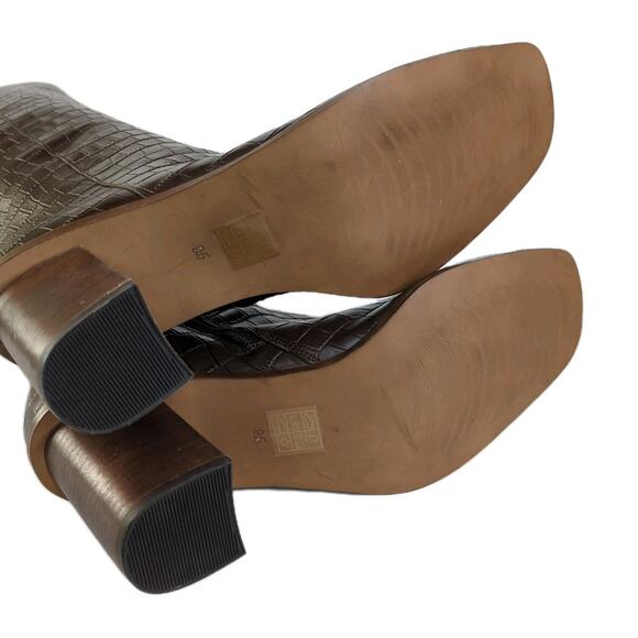 JOURNEE COLLECTION Tamori Leather Boot Brown Croc Embossed Knee High Women's 9.5 - Picture 7 of 9